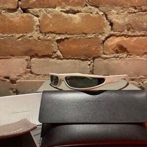 Rick Owens Mainline “FOG” Sunglasses — Pearl Temple / Forest Lens